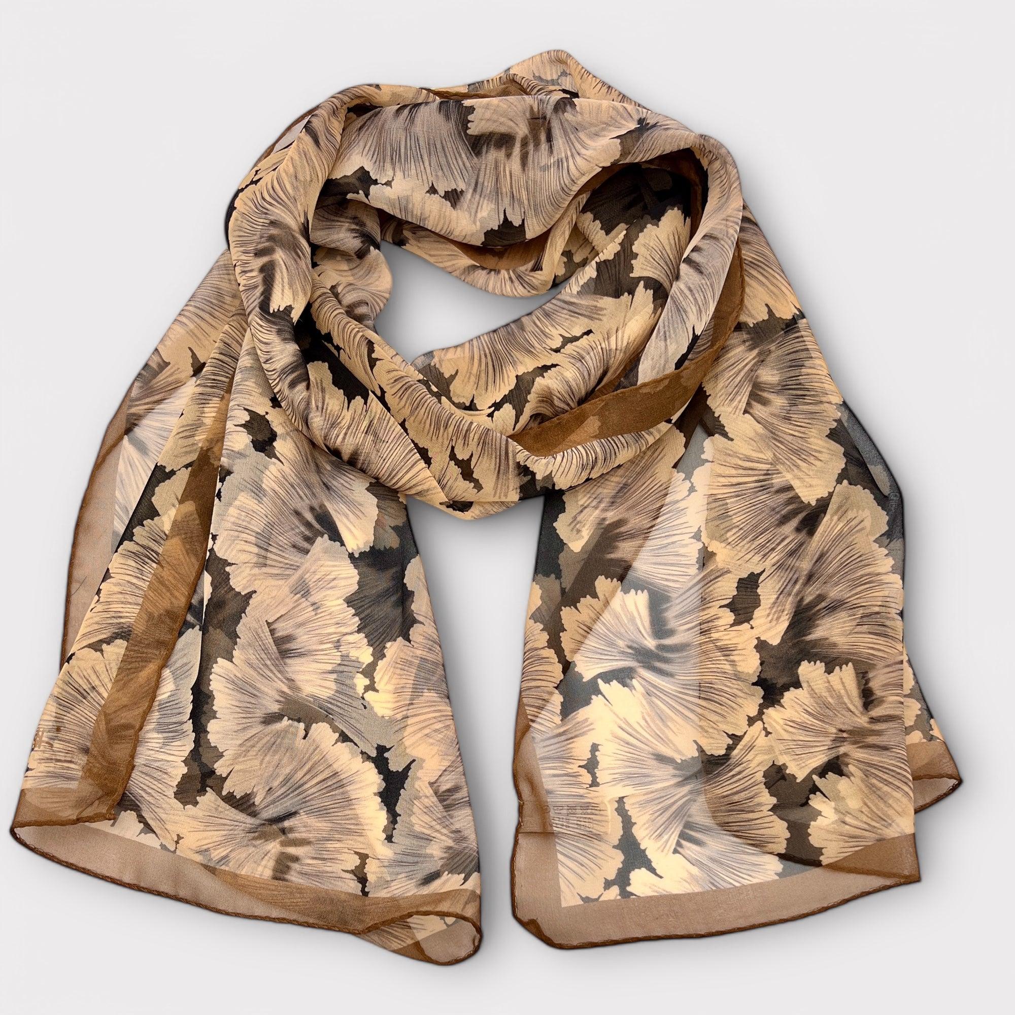 Sciarpa In Pura Seta Georgette 45 x 160 Flora - Cappelleria Bacca