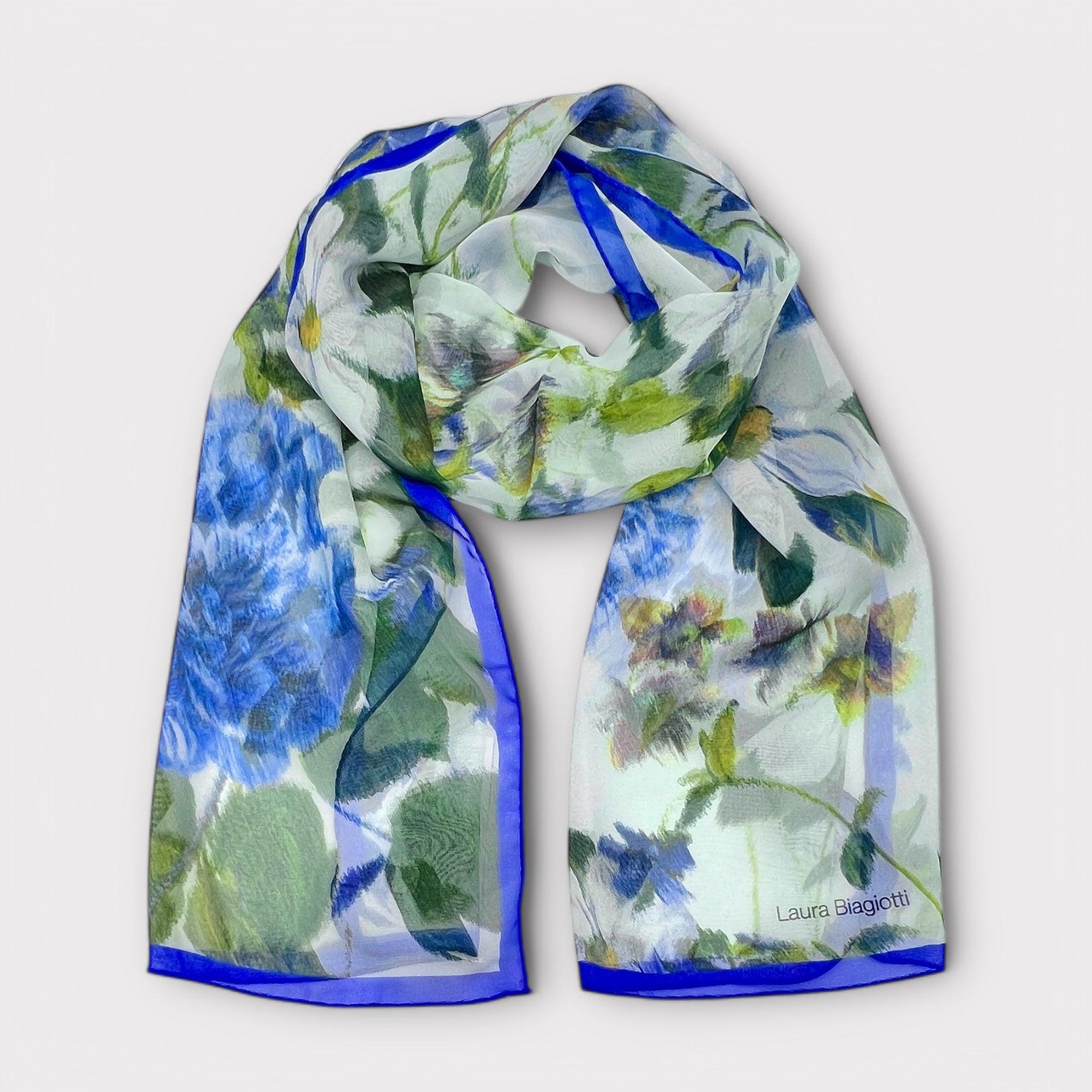 Sciarpa In Pura Seta Georgette 45 x 160 Flora - Cappelleria Bacca
