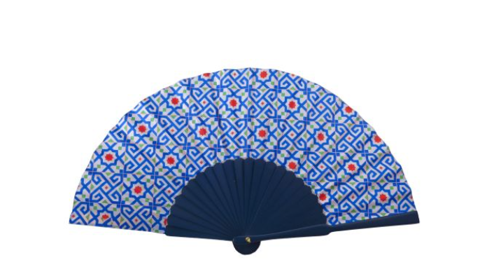 Ventaglio In Seta Fantasia e legno Con Fodero Diam. 42 cm - Cappelleria Bacca