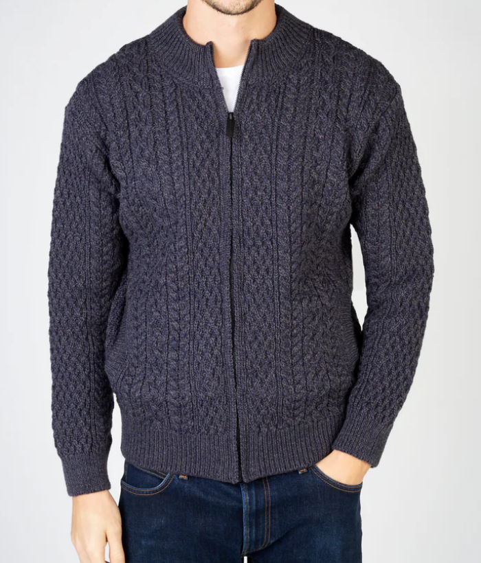 Cardigan Uomo Aran In Pura Lana Merino - Cappelleria Bacca