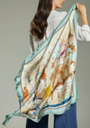 Foulard 90x90 In Twill Di Seta Azzurro e Beige - Cappelleria Bacca