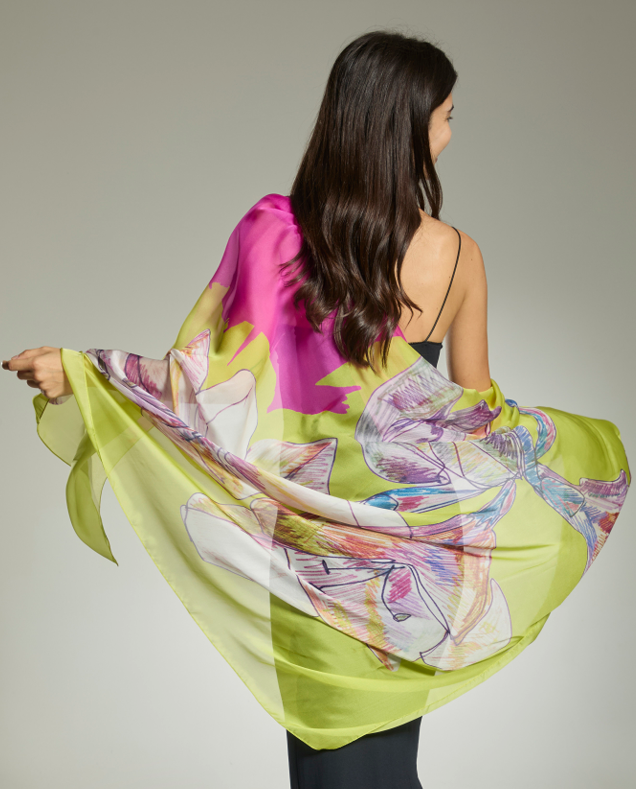 Scialle Foulard Leggero 140x140 cm In Mussola Di Pura Seta Di Gelso - Cappelleria Bacca