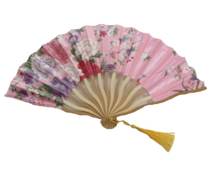 Ventaglio In Bamboo e Seta Fantasia Diam. 37 cm.
