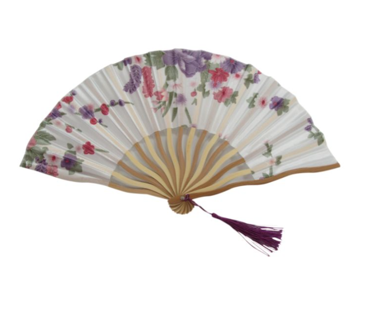 Ventaglio In Bamboo e Seta Fantasia Diam. 37 cm.
