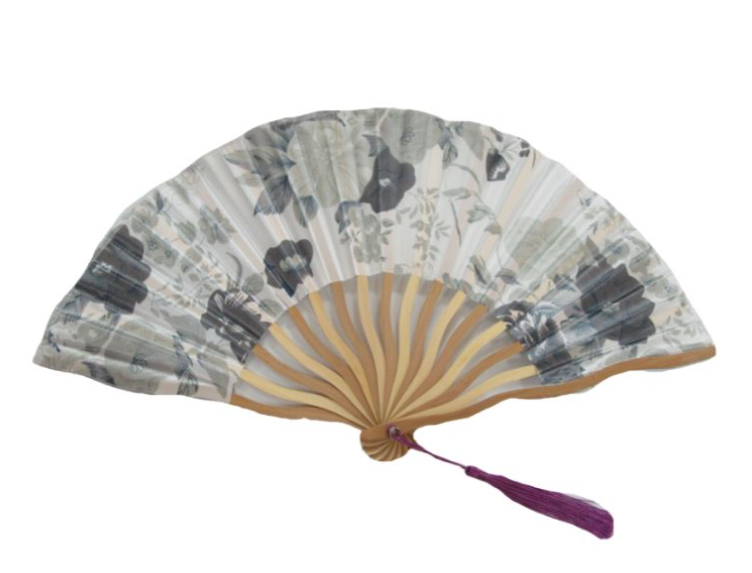 Ventaglio In Bamboo e Seta Fantasia Diam. 37 cm.