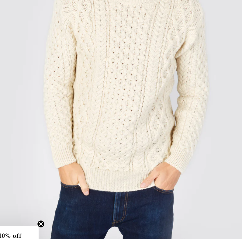 Maglione Unisex Dolcevita Aran Honeycomb Pura Lana - Cappelleria Bacca