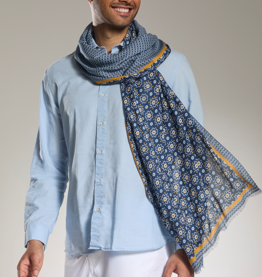 Sciarpa Estiva Unisex 60x180 cm Con Motivo Fiori - Cappelleria Bacca