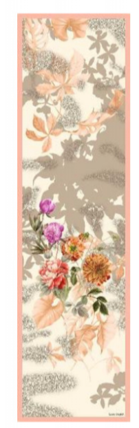 Sciarpa in Pura Seta Georgette Motivo Foglie 45x160 cm - Cappelleria Bacca