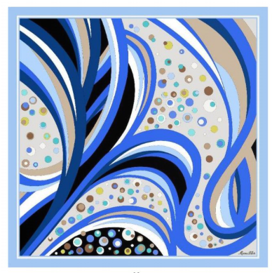 Foulard in Twill di Pura Seta Motivo Fantasia Astratta 70x70 cm - Cappelleria Bacca