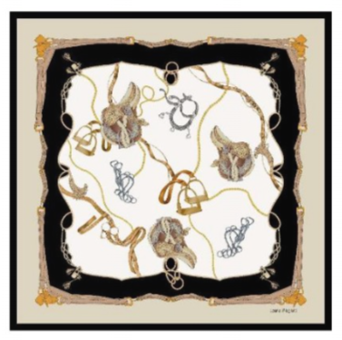 Foulard in Twill di Pura Seta Motivo Ippico 70x70 cm - Cappelleria Bacca
