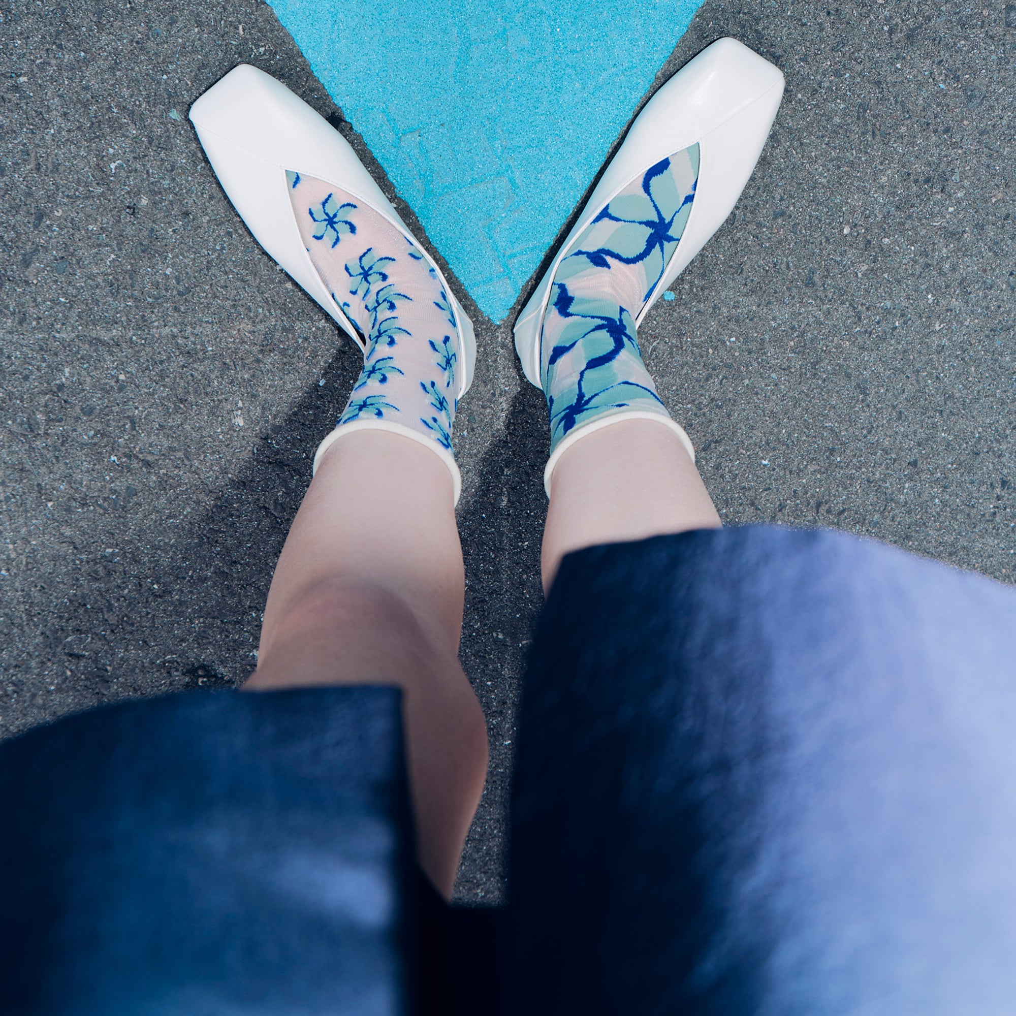 Calzini Da Donna Diversi In Tulle e Cotone Ocean Bloom