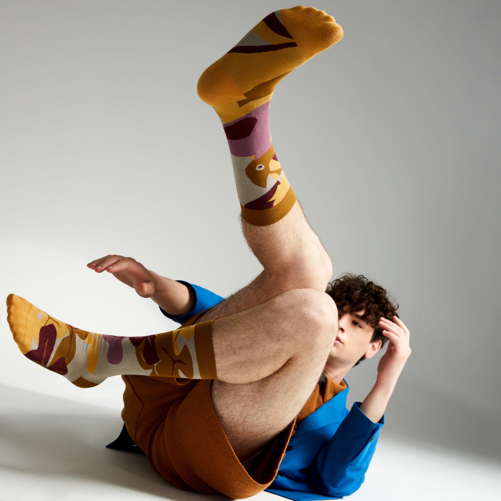 Calzini Spaiati Mid Calf In Cotone Bee Bird