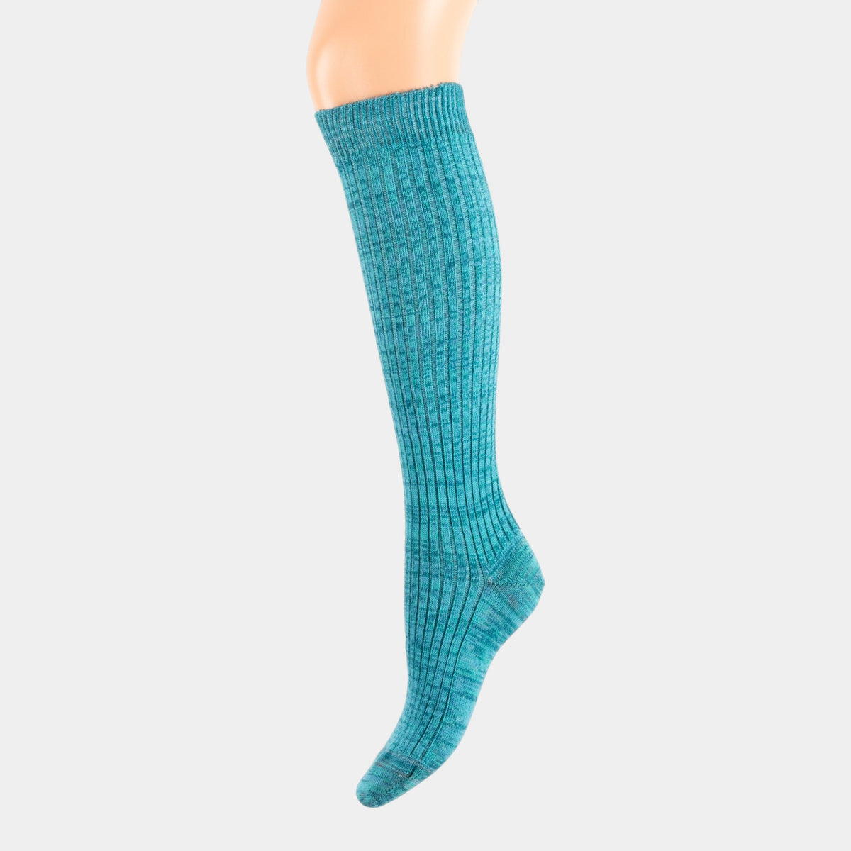 Calzino lungo donna turchese mélange cotone