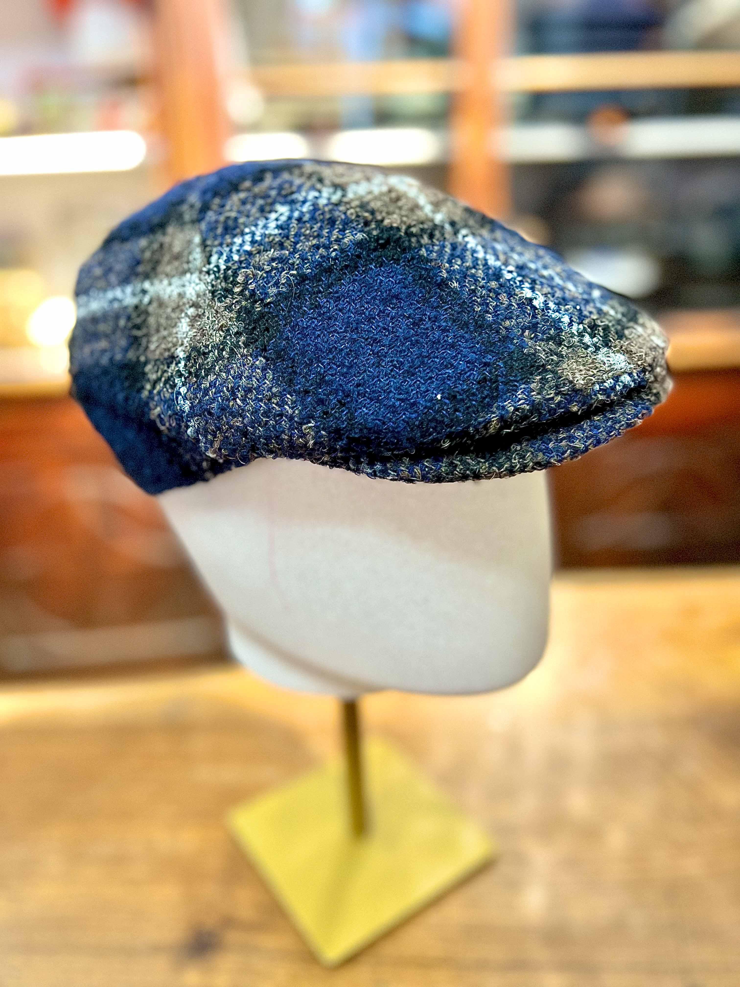 Coppola 6 spicchi in Lana Scozzese Blu - Cappelleria Bacca
