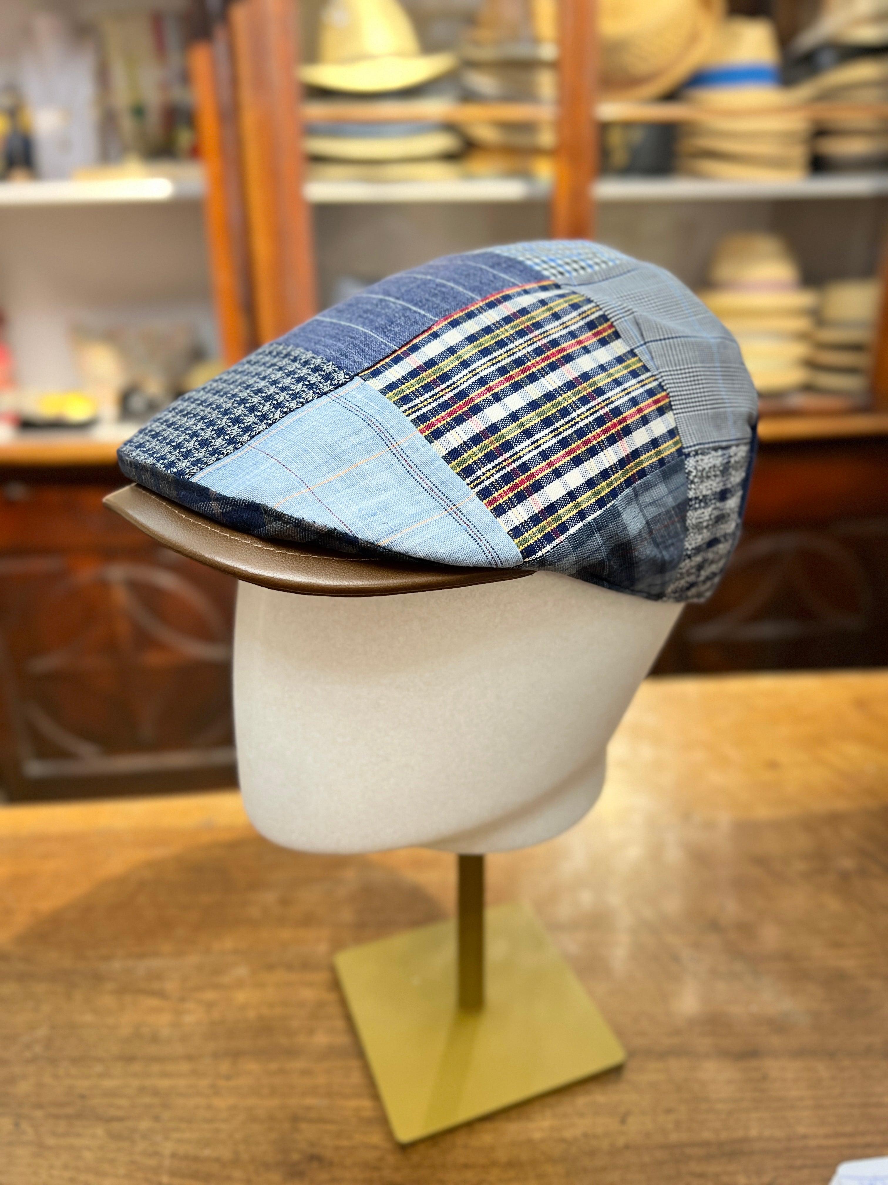 coppola estiva patchwork da uomo in tessuto di cotone e lino 