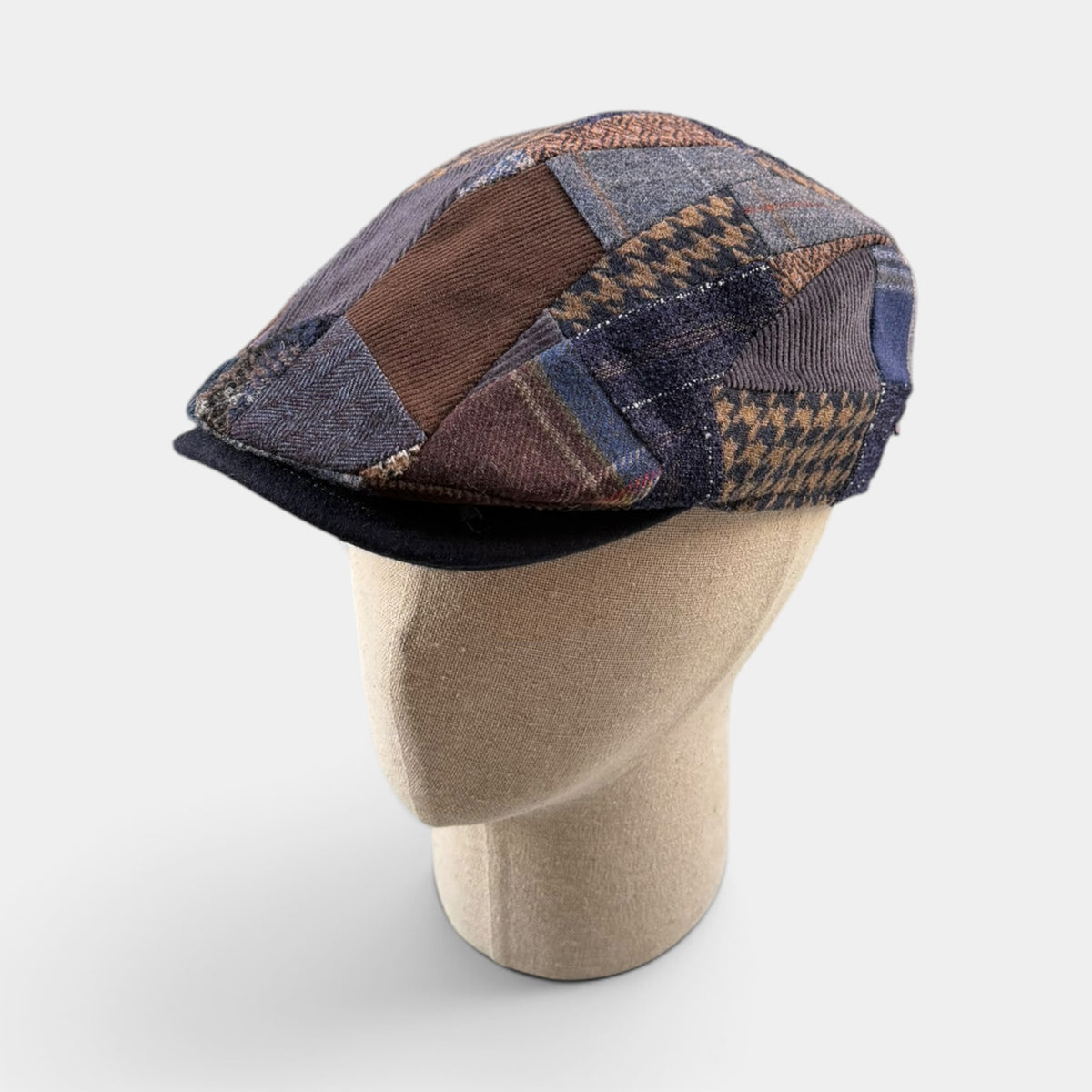 Coppola In Tessuto Di Pura Lana Patchwork Blu - Alfonso D'Este - Cappelleria Bacca