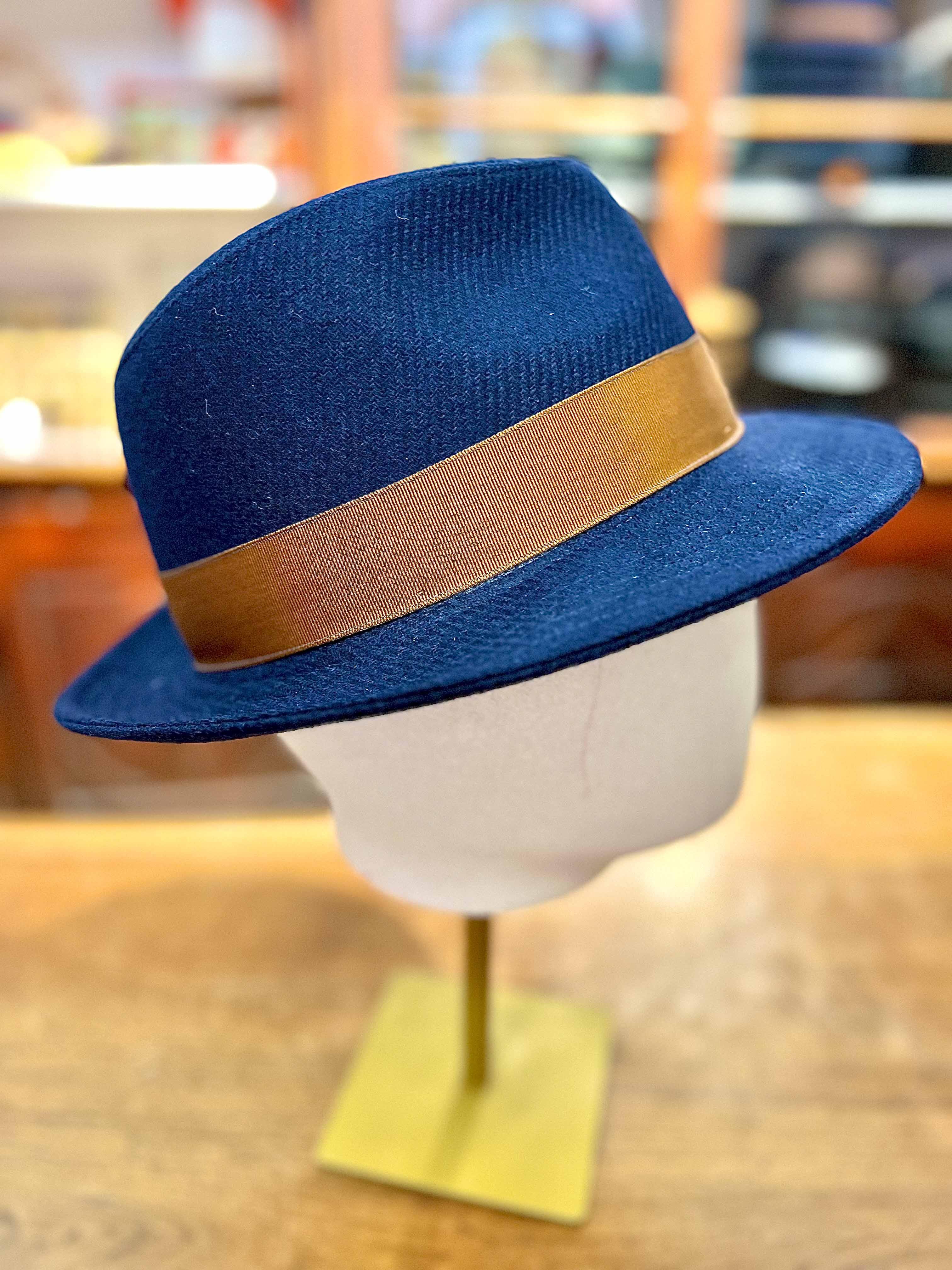 Cappello Fedora blu In Lana - Cappelleria Bacca