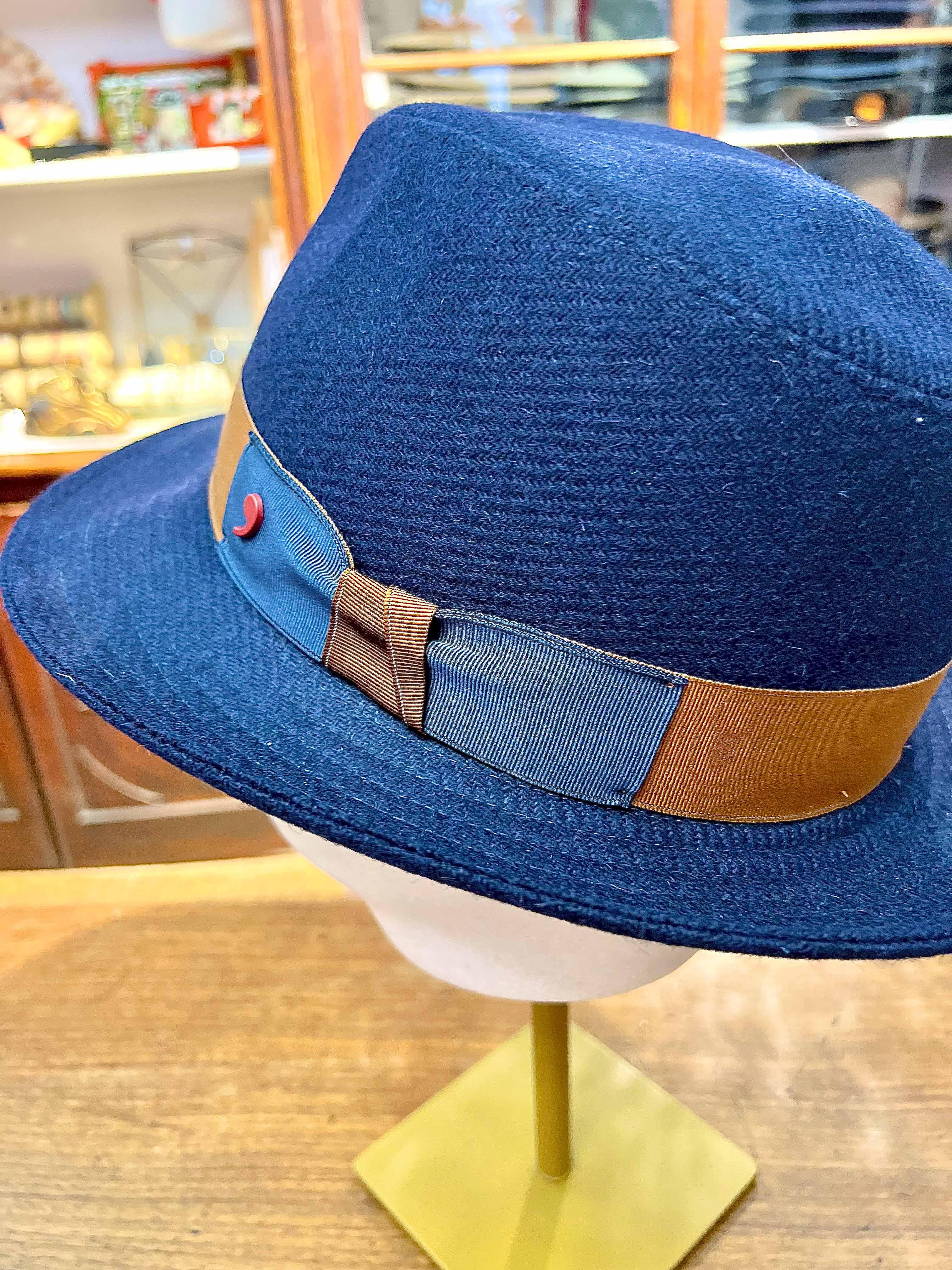 Cappello Fedora blu In Lana - Cappelleria Bacca