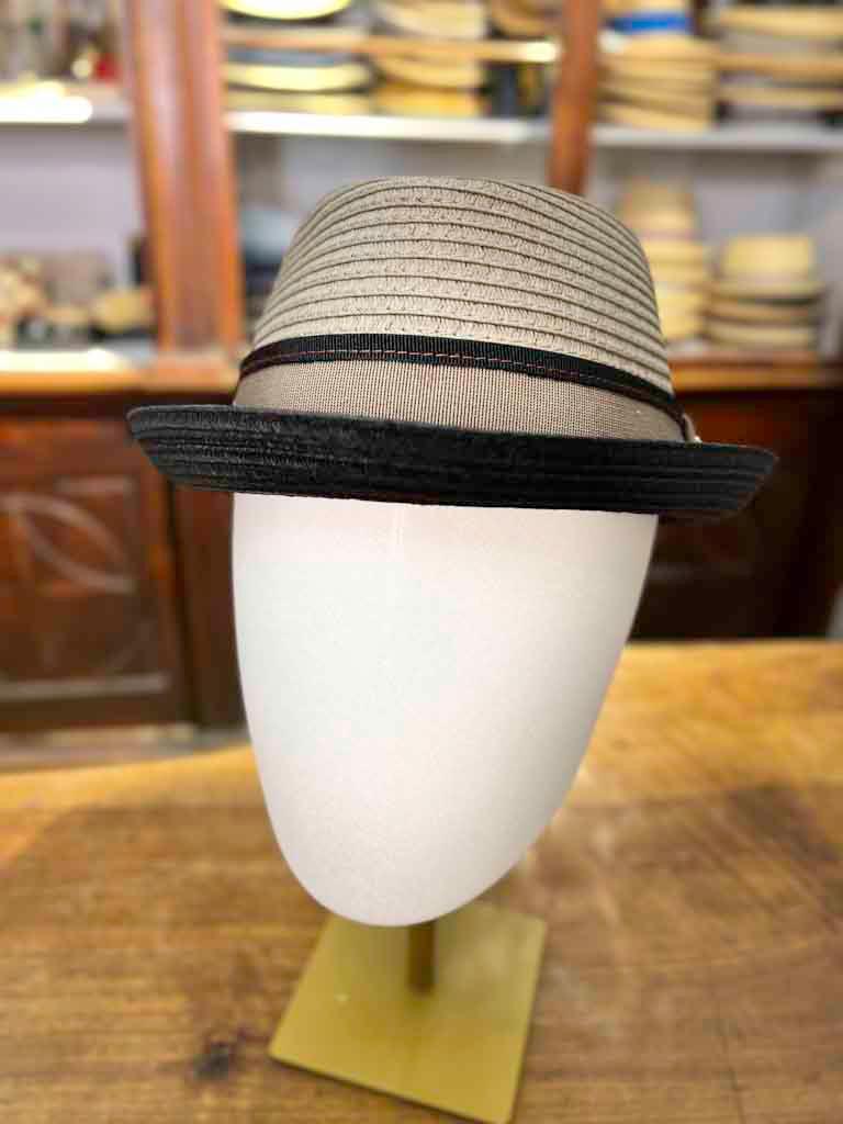 Cappello Estivo Pork Pie Diamante Bicolor - Cappelleria Bacca