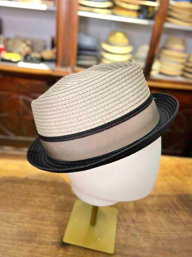 Cappello Estivo Pork Pie Diamante Bicolor - Cappelleria Bacca