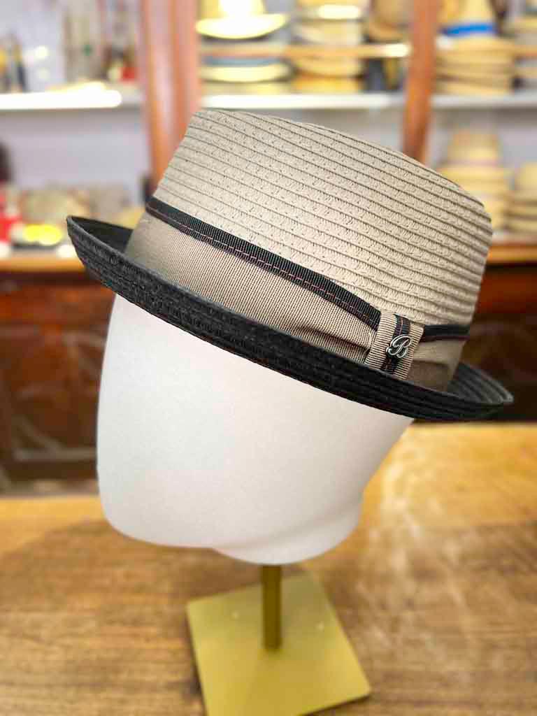 Cappello Estivo Pork Pie Diamante Bicolor - Cappelleria Bacca