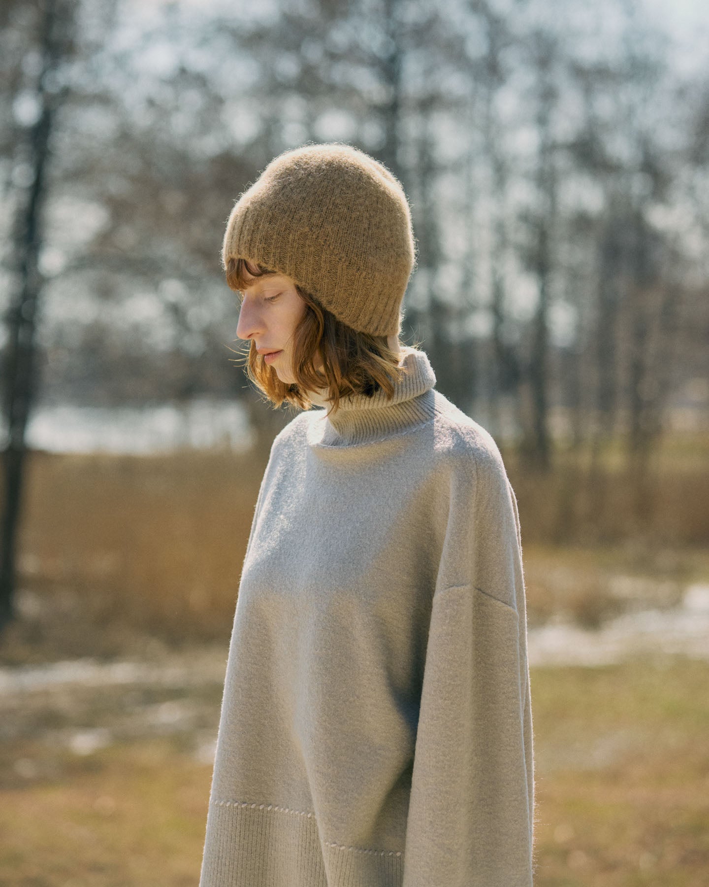 Berretto Beanie In Maglia Di Alpaca