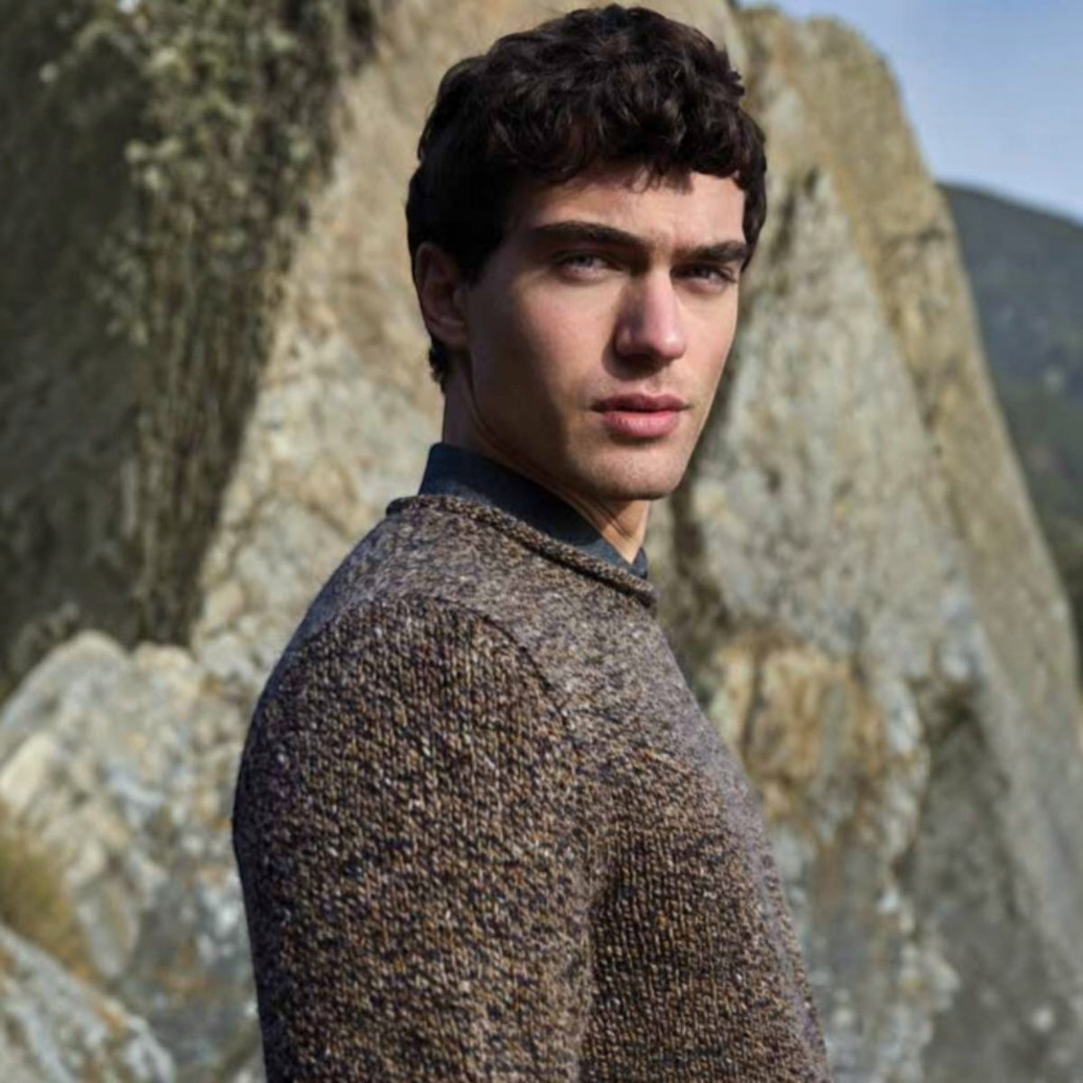 Maglione Uomo Girocollo In Lana e Alpaca - Donegal Melange