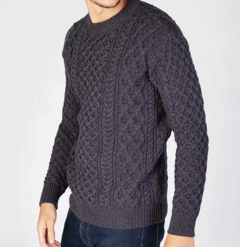 Maglione Unisex Girocollo Aran Honeycomb Pura Lana - Cappelleria Bacca